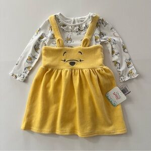 Disney 24 Months Baby Girl Winnie The Pooh Bodysuit Dress Set Spring Yellow NWT